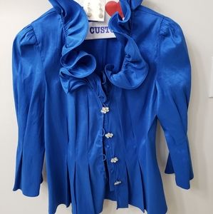 Formal Royal blue satin blouse